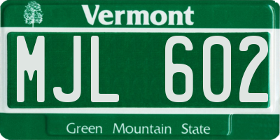 VT license plate MJL602