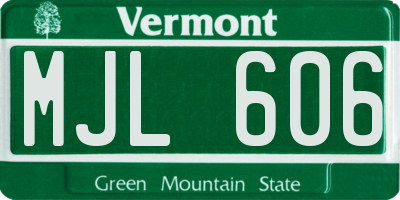 VT license plate MJL606