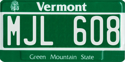 VT license plate MJL608