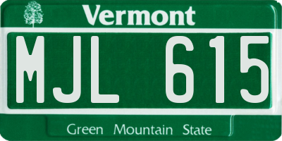 VT license plate MJL615