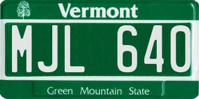 VT license plate MJL640