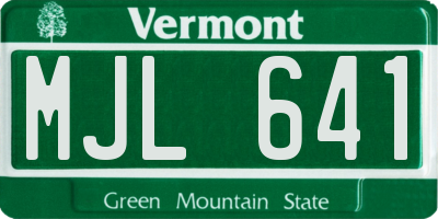 VT license plate MJL641