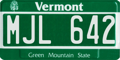VT license plate MJL642