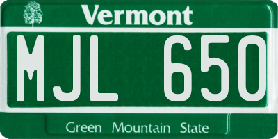 VT license plate MJL650
