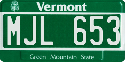 VT license plate MJL653