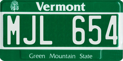 VT license plate MJL654