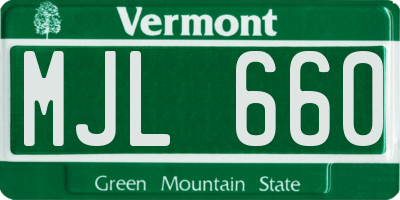 VT license plate MJL660