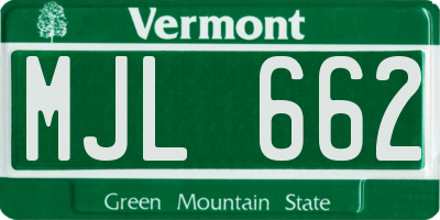 VT license plate MJL662