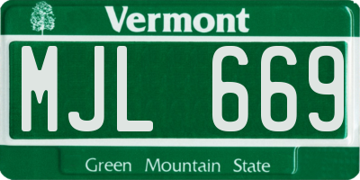 VT license plate MJL669