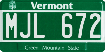 VT license plate MJL672