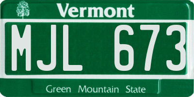 VT license plate MJL673