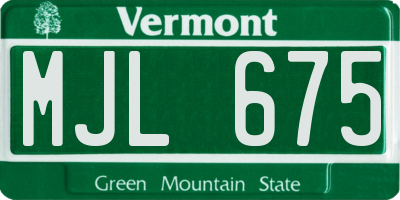 VT license plate MJL675