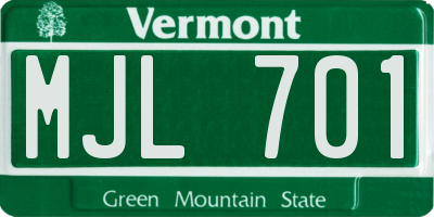 VT license plate MJL701