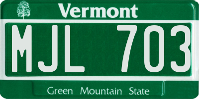 VT license plate MJL703
