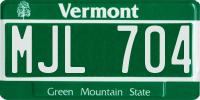 VT license plate MJL704
