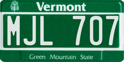 VT license plate MJL707