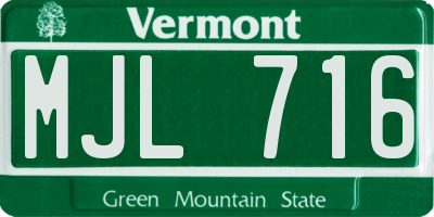 VT license plate MJL716
