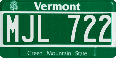 VT license plate MJL722