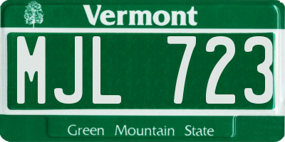 VT license plate MJL723