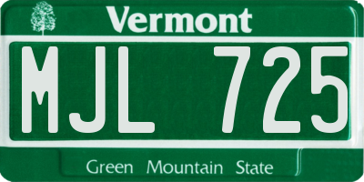 VT license plate MJL725