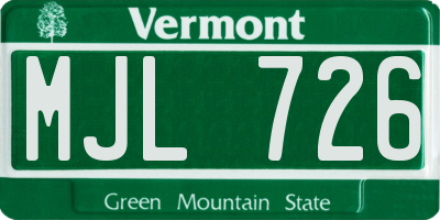 VT license plate MJL726
