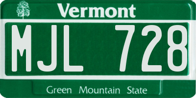 VT license plate MJL728