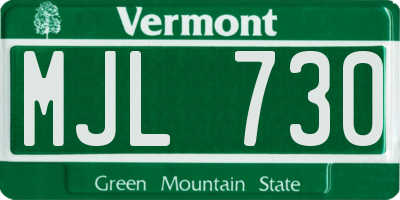 VT license plate MJL730