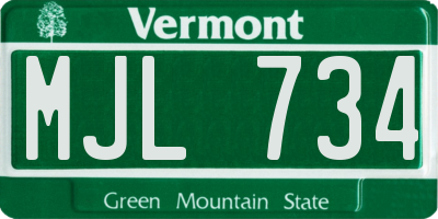 VT license plate MJL734