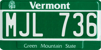 VT license plate MJL736
