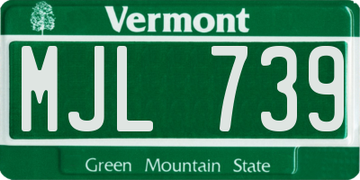 VT license plate MJL739
