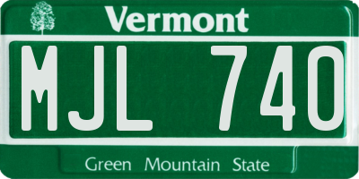 VT license plate MJL740
