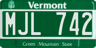 VT license plate MJL742