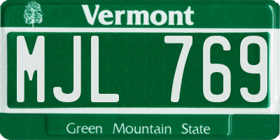 VT license plate MJL769