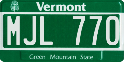 VT license plate MJL770