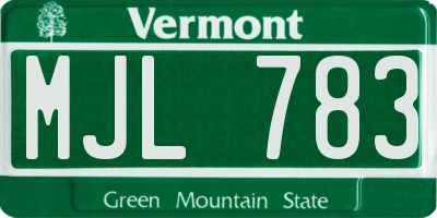 VT license plate MJL783