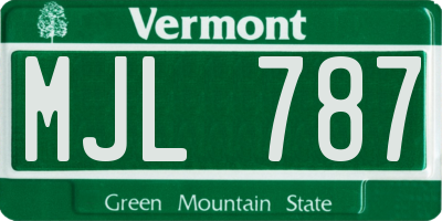 VT license plate MJL787