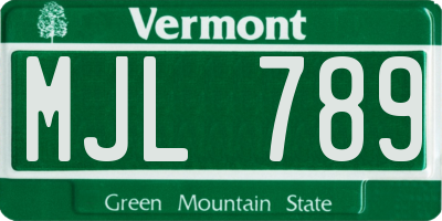 VT license plate MJL789