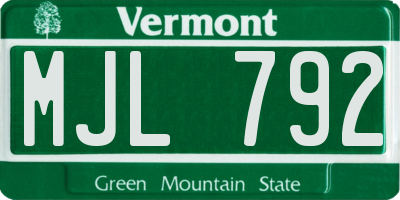 VT license plate MJL792