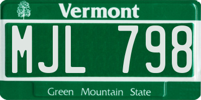 VT license plate MJL798