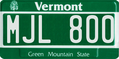 VT license plate MJL800