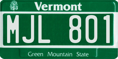 VT license plate MJL801