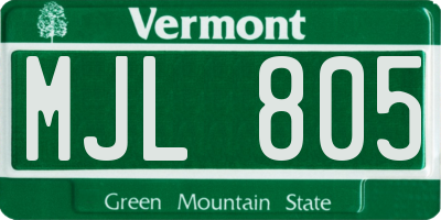 VT license plate MJL805
