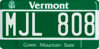 VT license plate MJL808