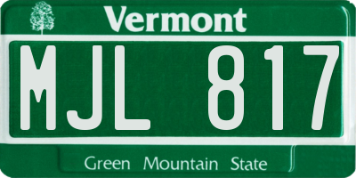 VT license plate MJL817