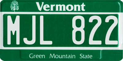 VT license plate MJL822
