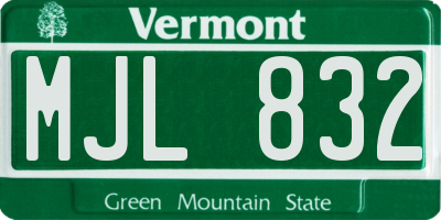 VT license plate MJL832