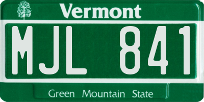 VT license plate MJL841