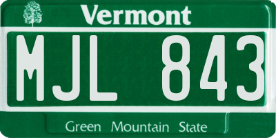 VT license plate MJL843