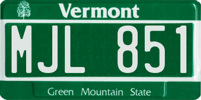 VT license plate MJL851