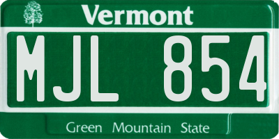 VT license plate MJL854